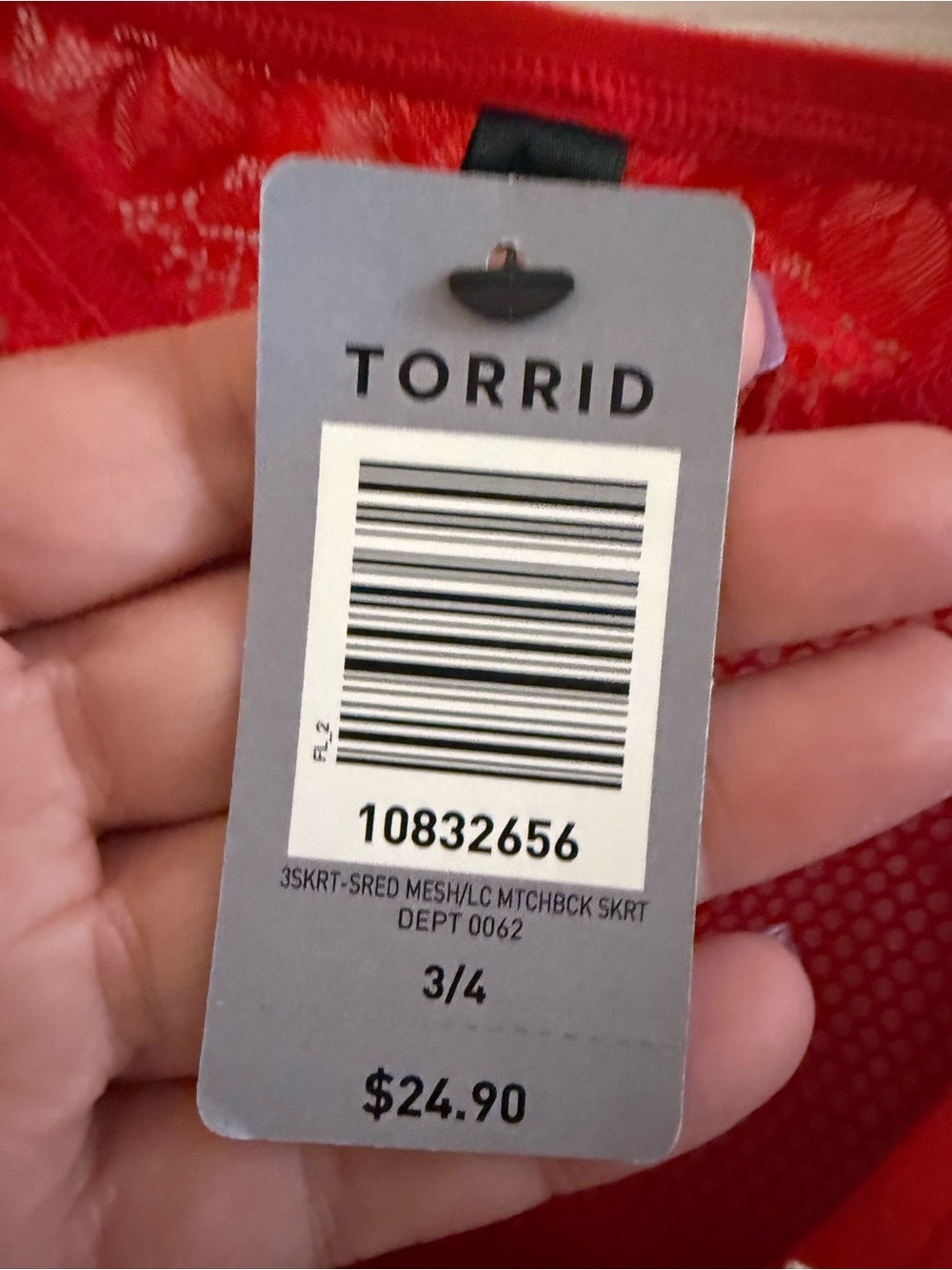 NWT torrid 3/4 red mesh/lace skirt and matching mesh/lace hipster panty set - Picture 5 of 10